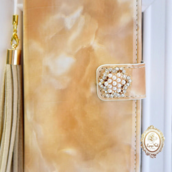 [iPhone Xs·8·7·6 / 6s·Xperia XZ / XZs·AQUOS R]花珍珠Bijoux大理石款☆筆記本型 第2張的照片