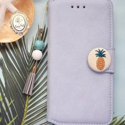 iPhone Xs兼容[iPhone]流蘇錶帶☆Pineapple☆Blue Grace Suede Keynote Case 第2張的照片