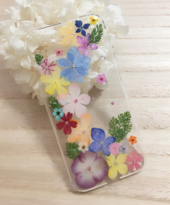 カラフルアジサイ＊お花いっぱいiPhoneケース ⑪ 1枚目の画像