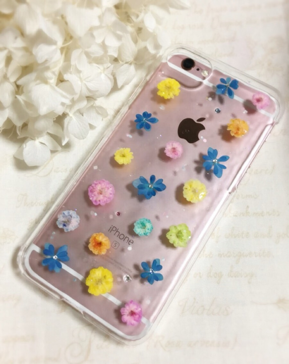 ブルーアジサイ＊お花いっぱいiPhoneケース㉓ 4枚目の画像