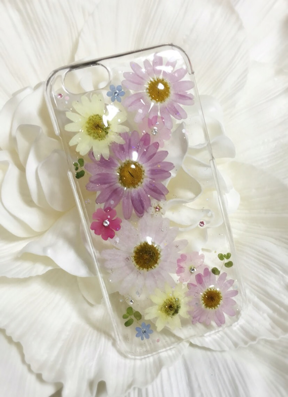 お花いっぱいピンクマーガレットのiphone6/6sケース㉔ 1枚目の画像