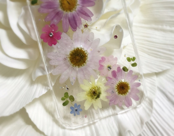 お花いっぱいピンクマーガレットのiphone6/6sケース㉔ 3枚目の画像