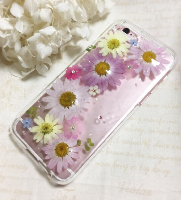 お花いっぱいピンクマーガレットのiphone6/6sケース㉔ 4枚目の画像