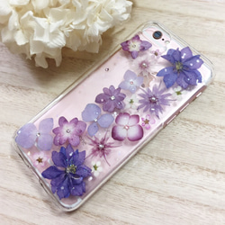 紫色繡球花*滿花朵的iPhone5S / SE手機殼㉕ 第4張的照片