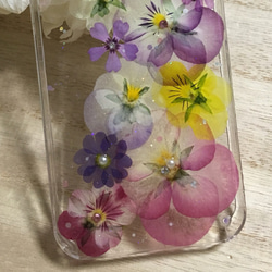 【受注制作】お花いっぱいビオラのiphone5s/SEケース㉘ 3枚目の画像