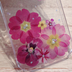 iPhone5S/SEピンクジュリアン＊お花いっぱい押し花ケース㊲ 3枚目の画像