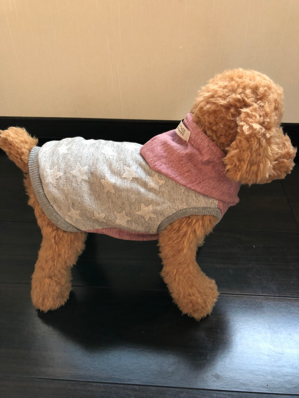 犬服‼︎Sサイズ グレー星柄 ピンク 5枚目の画像