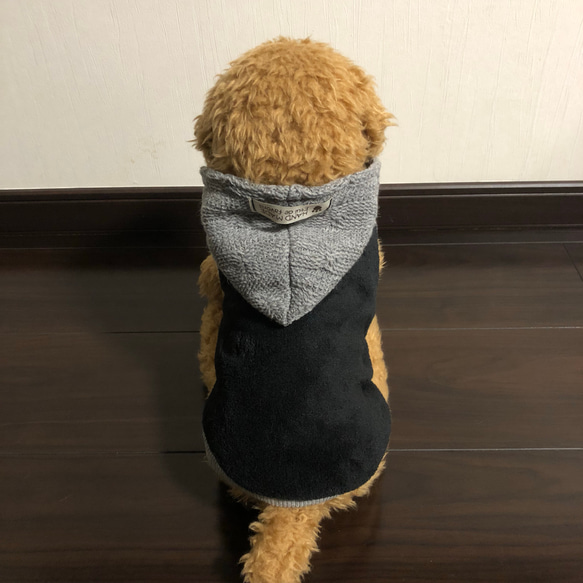 XSサイズのみ！犬服‼︎ケーブルニット縄編み グレー黒ボア⭐︎ 3枚目の画像