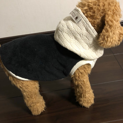 犬服‼︎ケーブルニット縄編み アイボリー 黒ボア⭐︎完成品Sサイズのみ！ 5枚目の画像