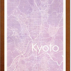 アンティーク風「京都水彩テイストシルエットポスター」フレーム付き 　A4 2枚目の画像