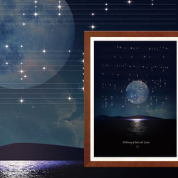 Debussy Claire de Lune Score Poster A4フレーム付き 1枚目の画像