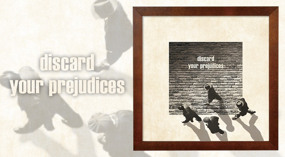 ポスター『discard your prejudices』L2フレーム付き（正方形配置） 2枚目の画像