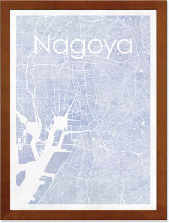 アンティーク風「名古屋水彩テイストシルエットポスター」フレーム付き 　A4 3枚目の画像