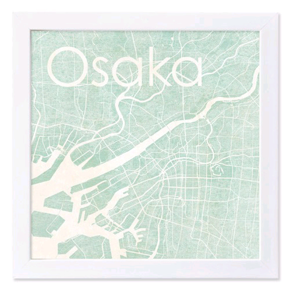 アンティーク風「水彩シルエットポスター」フレーム付き 大阪 1L 1枚目の画像