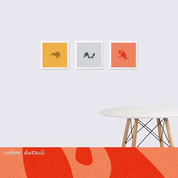 アニマルシルエットポスター　おうむ1L フレーム付 2枚目の画像