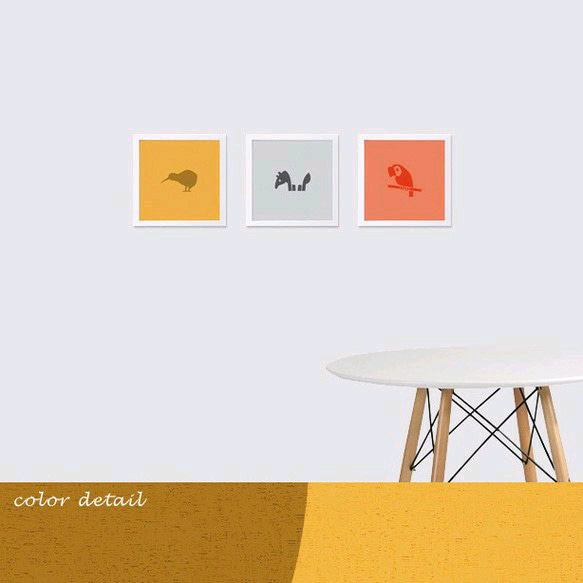 アニマルシルエットポスター　きうい1L フレーム付 2枚目の画像