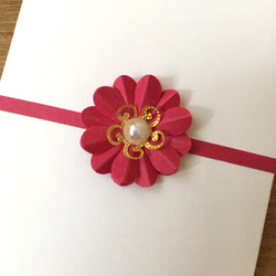 紙の花を添えたポチ袋（濃ピンク） 2枚目の画像