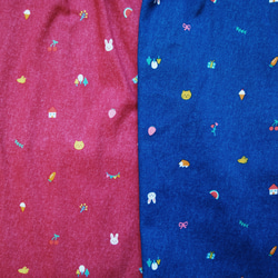 子供用エプロン☆三角巾セット☆ドレスみたいな☆デニム風ミニモチーフ【レッド・ネイビー】 8枚目の画像
