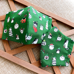 クリスマスに向けて♪ 可愛いサンタねこちゃんのマスク 【緑・グリーン】 猫 ねこ ネコ ペット 動物 サンタ ツリー 4枚目の画像