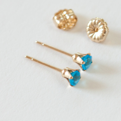 じばにゃん❤️ブルーオブシディアン　ダイヤカット　14kgfピアス じばにゃん❤️ブルーオブシディアン ダイヤカット 14kgfピアス じば