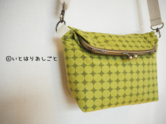 [定做]大理石紡織物[橄欖綠色] Gamaguchi 2way挎包 第1張的照片