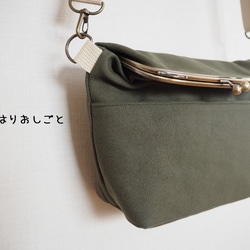 [定做]帆布Gamaguchi 2way單肩包Umimatsu-橄欖綠- 第7張的照片