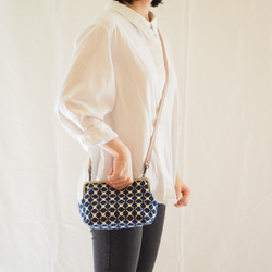 【受注制作】キャロル【インクブルー】　がまぐちショルダーバッグ 2枚目の画像