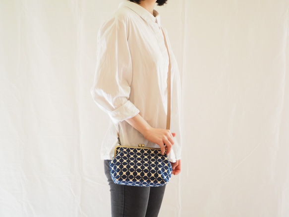 【受注制作】キャロル【インクブルー】　がまぐちショルダーバッグ 4枚目の画像