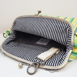 帆布がまぐち2wayショルダーバッグ　≪エコグリーンストライプ≫ 4枚目の画像