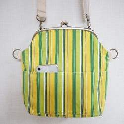 帆布がまぐち2wayショルダーバッグ　≪エコグリーンストライプ≫ 6枚目の画像