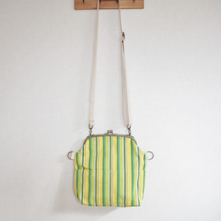 帆布がまぐち2wayショルダーバッグ　≪エコグリーンストライプ≫ 8枚目の画像