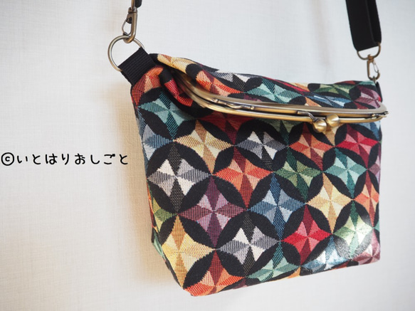 【受注制作】カラフルダイヤ　がまぐち2wayショルダーバッグ 1枚目の画像