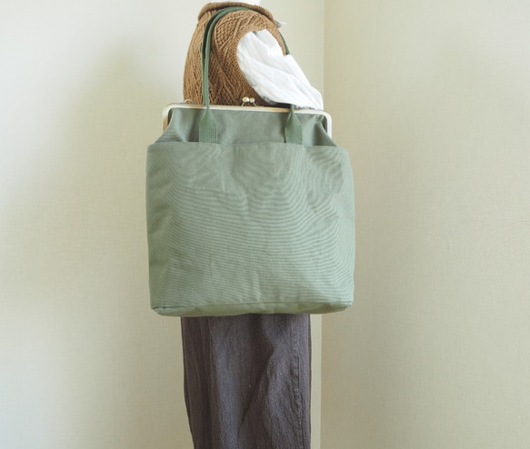 【訂做】A4尺寸可輕鬆收納！帆布袋 3way 背包≪橄欖綠≫ 第2張的照片