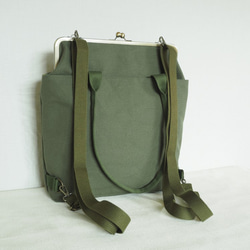 【訂做】A4尺寸可輕鬆收納！帆布袋 3way 背包≪橄欖綠≫ 第6張的照片
