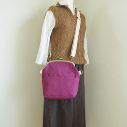 【限定・サンプルセール】帆布がまぐち2wayショルダーバッグ　≪ラズベリーレッド≫ 3枚目の画像