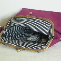 【限定・サンプルセール】帆布がまぐち2wayショルダーバッグ　≪ラズベリーレッド≫ 4枚目の画像