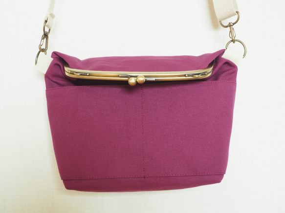 【限定・サンプルセール】帆布がまぐち2wayショルダーバッグ　≪ラズベリーレッド≫ 6枚目の画像