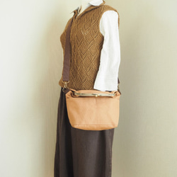 【現品限定・サンプルセール】帆布がまぐち2wayショルダーバッグ　≪モカベージュ≫ 2枚目の画像