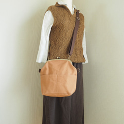 【現品限定・サンプルセール】帆布がまぐち2wayショルダーバッグ　≪モカベージュ≫ 3枚目の画像