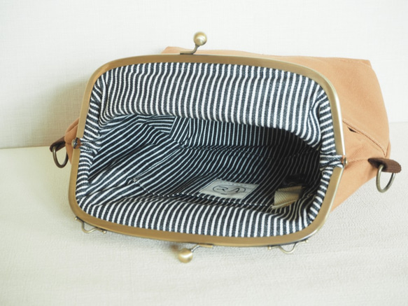 【現品限定・サンプルセール】帆布がまぐち2wayショルダーバッグ　≪モカベージュ≫ 4枚目の画像