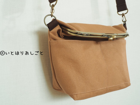 【現品限定・サンプルセール】帆布がまぐち2wayショルダーバッグ　≪モカベージュ≫ 5枚目の画像