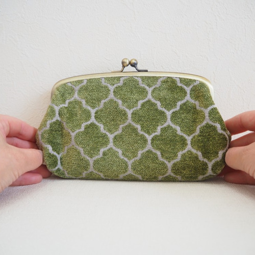 受注制作】モロッカンパターン≪オリーブ≫ 親子がまぐち長財布 長財布  