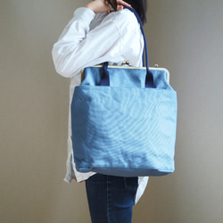 【訂做】A4尺寸可輕鬆收納！帆布袋 3way 背包≪藍灰色≫ 第2張的照片