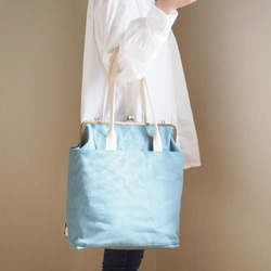 【訂做】A4尺寸可輕鬆收納！帆布袋 3way 背包≪Blue Jade≫ 第3張的照片