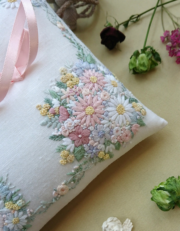 刺繍リングピロー《Y様ご予約品》 5枚目の画像