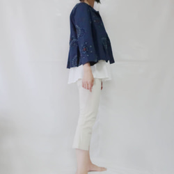 100％棉下擺褶jacket夾克（免費/藏青色日本圖案） 第8張的照片