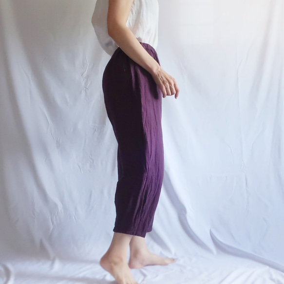 亞麻和棉質馬戲褲（免費/紫色） 第3張的照片