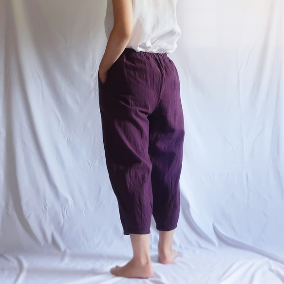 亞麻和棉質馬戲褲（免費/紫色） 第9張的照片