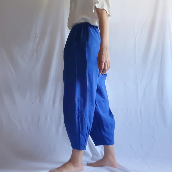 亞麻棉馬戲褲（自由/藍色） 第3張的照片