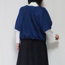 拉絲100％棉2WAY女式襯衫（免費/靛藍色） 第9張的照片